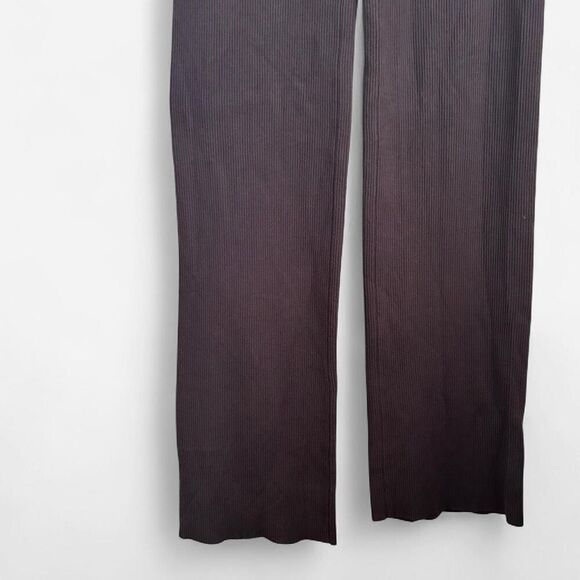 Meshki Black Rue Ribbed Flared Knit Pants | Y2K Minimalist Streetwear | Small - Picture 3 of 6